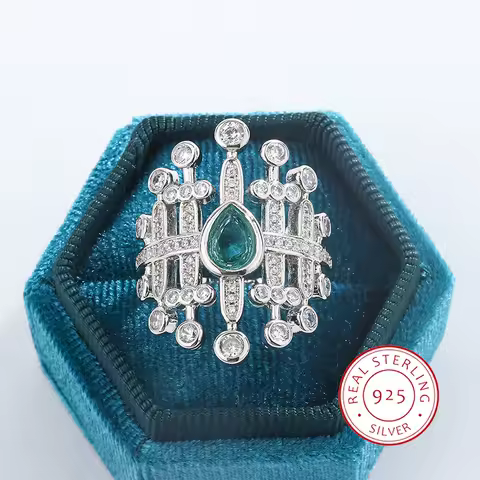 New Sparkly Paraiba Zircon Ring 925 Silver Women's Jewelry Radiant Party Jewelry Wedding Bridal Ring for Women