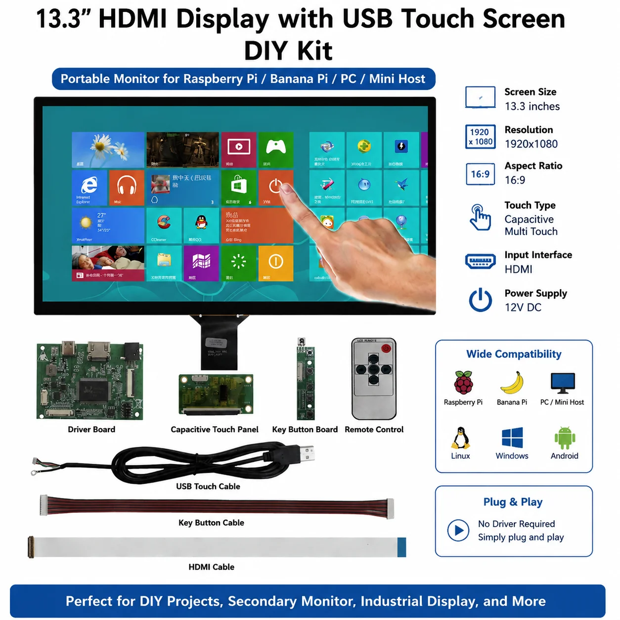 133-inch-lcd-display-touch-monitor-usb-c-hdmi-compatible-laptop-banana-raspberry-pi-5-4-computer-pc-portable-secondary-screen