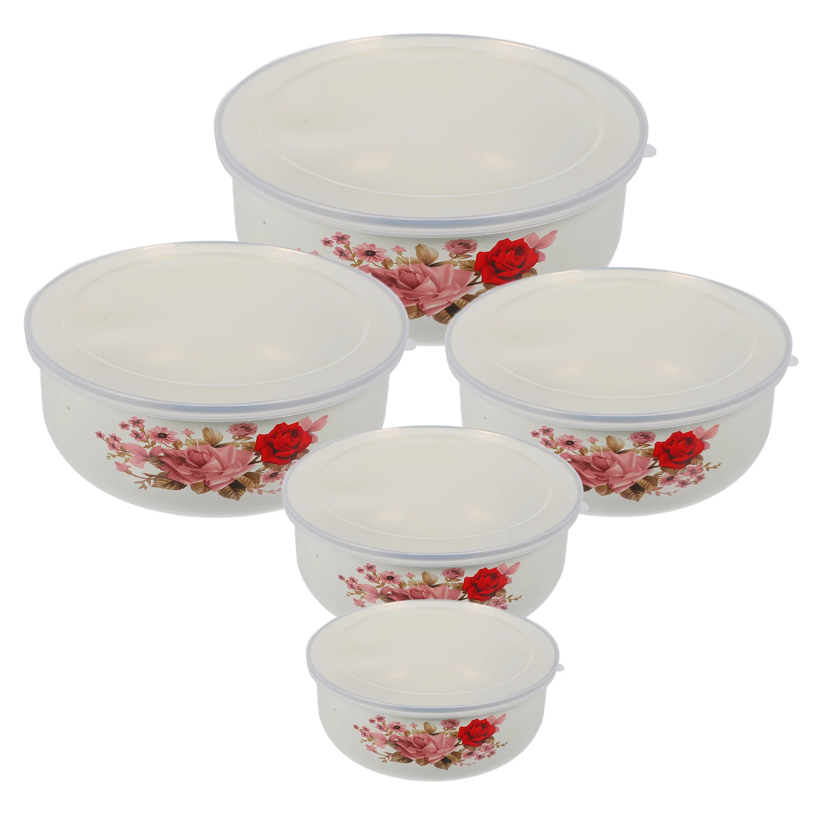 5 Pcs Storage Bowl Enamel Covered Baby Food Containers with Lids Instant Noodle Plastic Soup