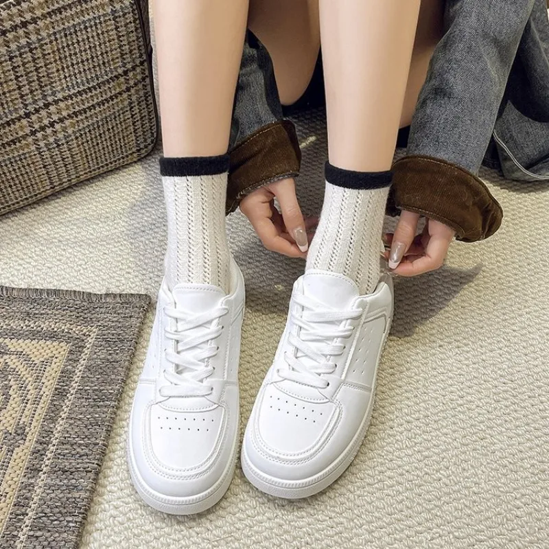 2026 new solid color lace-up flat shoes women's shoes outdoor activities breathable with small white shoes view 3