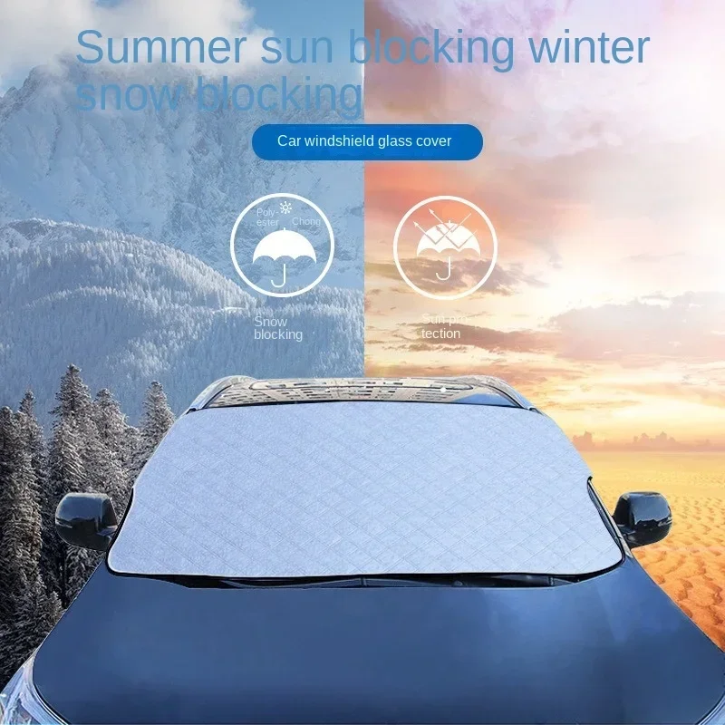 Car Windshield Snow Covers Winter Front Window Thickened Protector Anti Snow Ice Shield Cover Hole for Dash Cam Monitor
