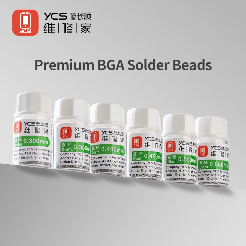 YCS 0.3/0.35/0.4/0.45/0.5/0.55mm BGA Solder Beads 25000 PCS/10000 PCS for Mobile Phone Repair BGA Soldering Soldering Tools