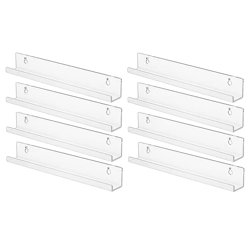 

CMHI-Record Shelf Wall Mount - 8 Pack 15 Inch Records Holder, Acrylic Clear Album Record Display Shelf Floating Shelves Easy Ins