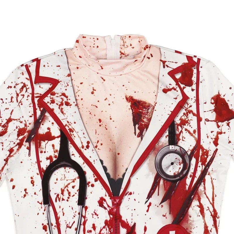Costumi horror per feste di Halloween da donna Blooming Zombie Cosplay Abito da donna sexy con scollo tondo a maniche lunghe MN3