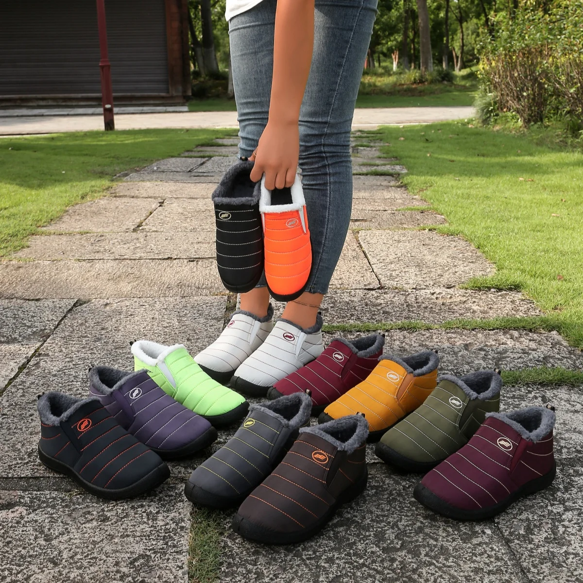 Men's Fur Lined Waterproof Snow Boots,Slip-On Non-slip Warm Ankle Booties,Comfortable Lightweight Outdoor Shoes, Drop Shipping - view 2