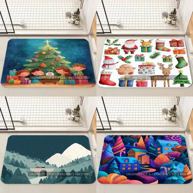 

Санта-олень, забавное украшение для гостиной, домашний диван, нескользящий ковер, кабинет, спальня, татами, детский мягкий напольный коврик