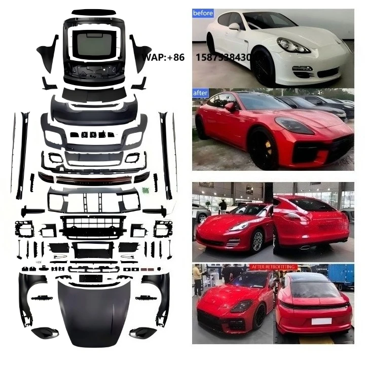 BodyKit New Front Bumper Lip with Fog Light Cut-Outs and Rear Bumper for Panamera 2009-2016 970 Car Upgrade Modified 976 GTS/SD.