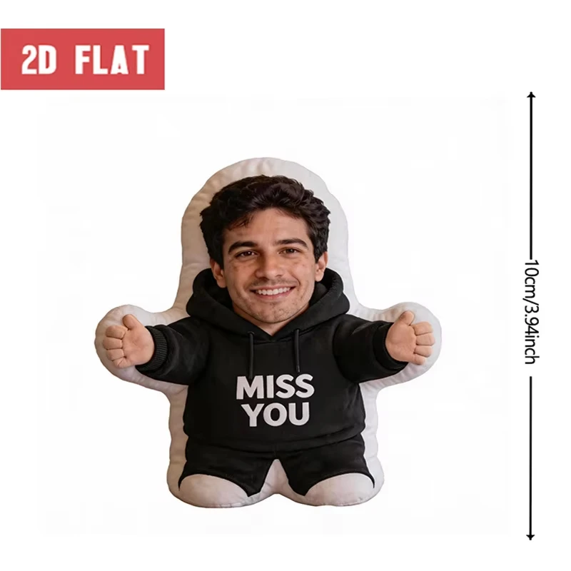 Black Hoodie Custom Face Pillow, Double-sided Printing Upload Your Photo to Make Unique Human Figure Cushion, Miss You Surprise