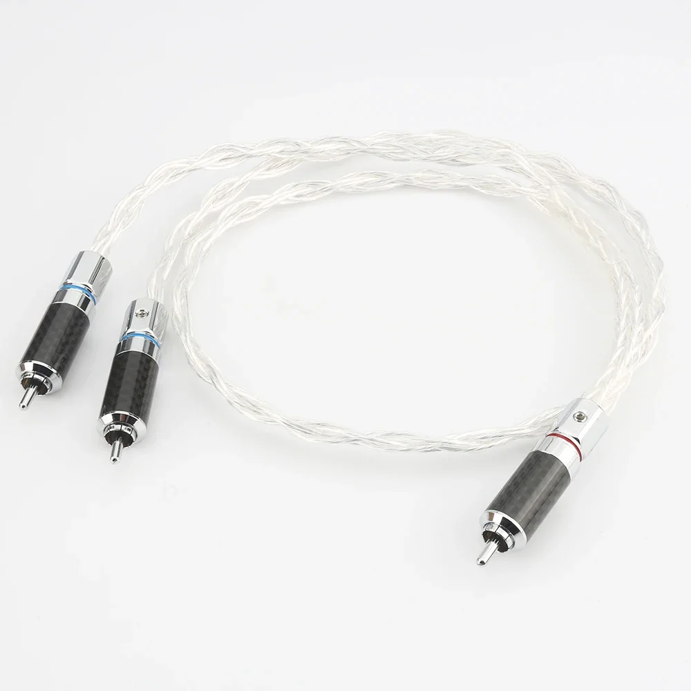1 ชิ้น Audiocrast OCC 8AG Silver Plated สายสัญญาณเสียง RCA ถึง 2RCA เชื่อมต่อสาย RCA splitter ถึง 2RCAs