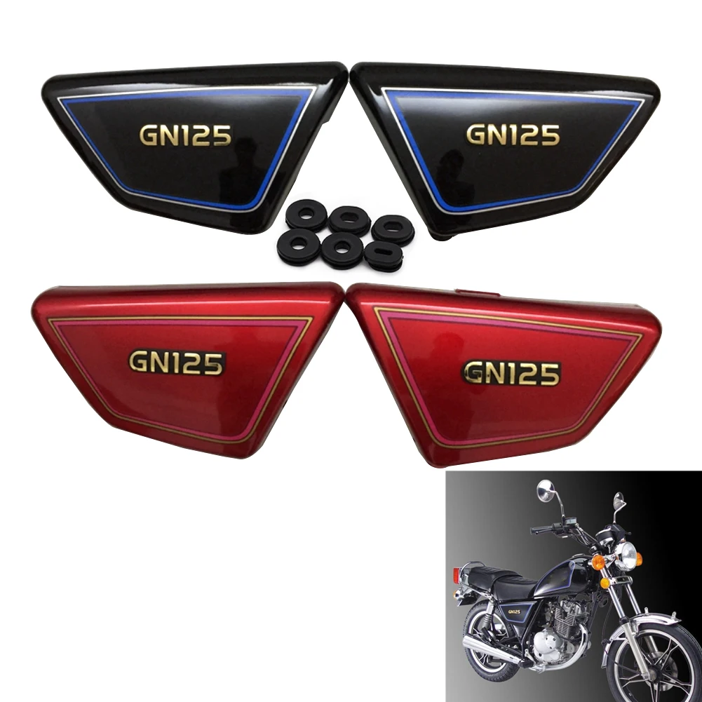 

1 Pair Motorcycle Battery Side Cover Frame Side Covers Panels for Suzuki GN125 GN 125 Red Black