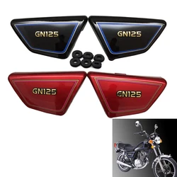 Bateria de motocicleta Side Cover Frame, painéis laterais para Suzuki GN125, GN 125, vermelho e preto, 1 par