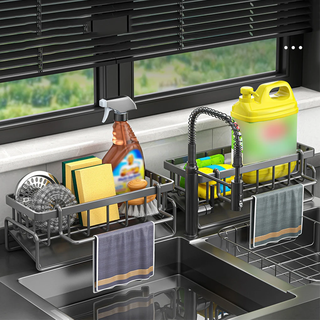 Space-Saving Shelf Organizer Rust-Proof Storage Rack For Kitchen Accessories Space-Organizing Basket