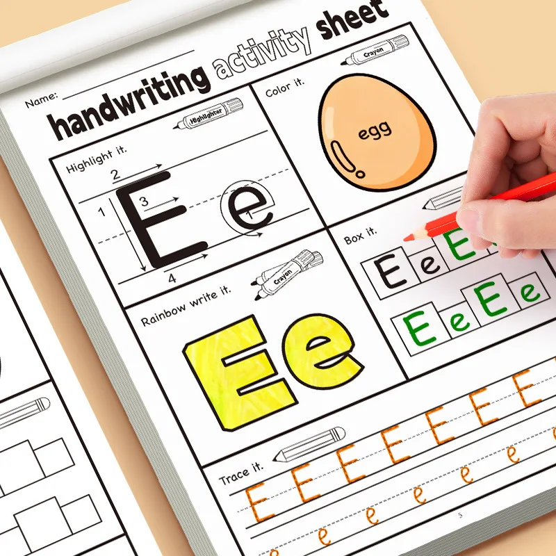 English Letter Handwriting Exercise Book Children's Fun Activity Copybook Containing Fun Illustrations 5 Types Interactive Games