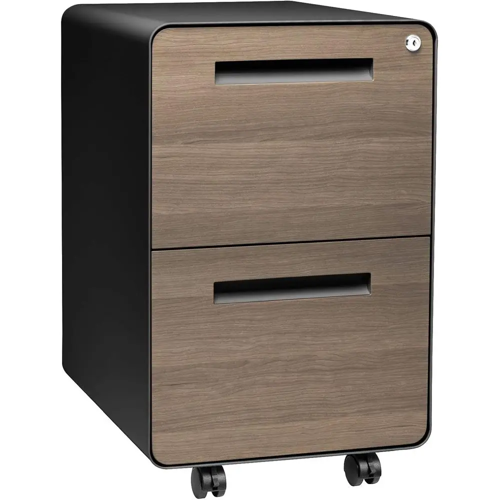 

Мобильный шкаф для документов с двумя ящиками и замком — металлический шкаф для документов под столом, папки для документов Legal/Letter, колеса и стационарные ножки,