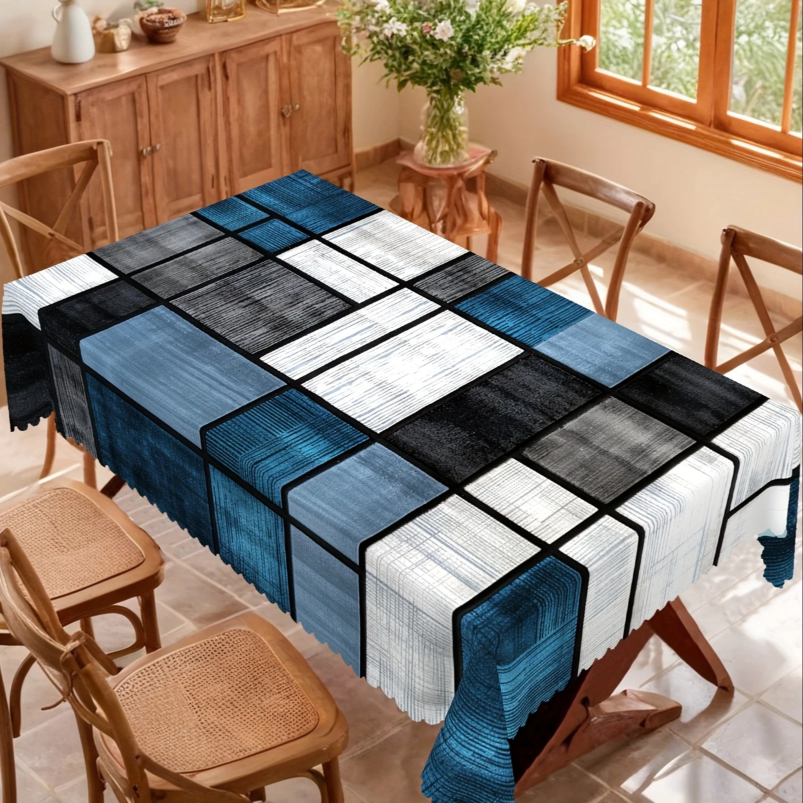 الهندسة الحديثة الملمس مستطيل مقاوم للماء مفرش المائدة ديكور للطاولات قابلة لإعادة الاستخدام المطبخ طاولة طعام القماش عطلة الطرف الديكور