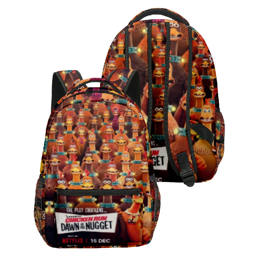 Classic Popular Novelty Chicken Run student Bookbag Notebook Backpacks 3D Print Oxford Waterproof Boys/Girls Travel Backpacks