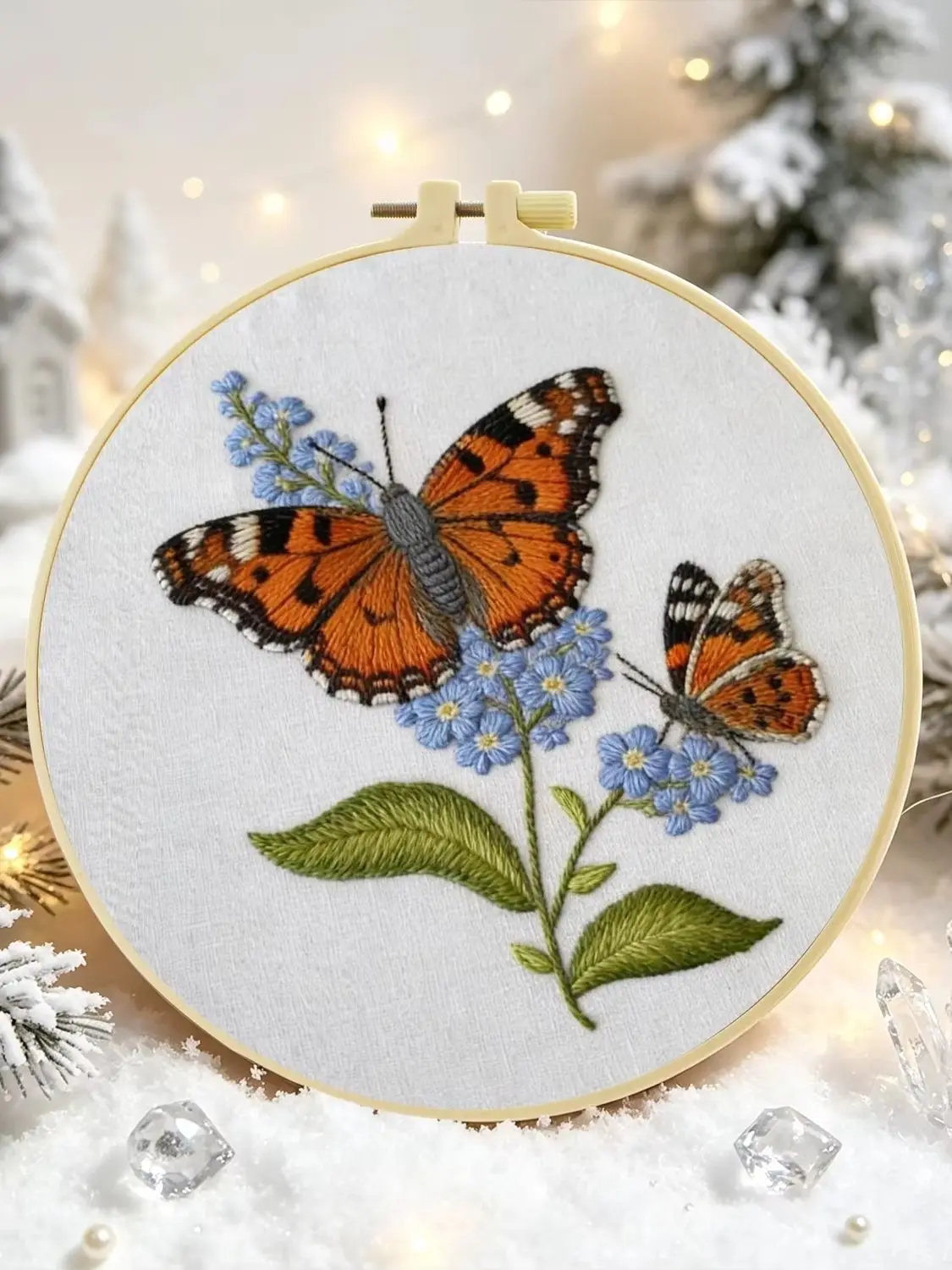 1 Set Schmetterling Blaue Blumen DIY Stickerei-Set für Anfänger Stick-Starter-Kit Kreuzstich Kunstgeschenk Nadelarbeit Handwerk – Detail 1