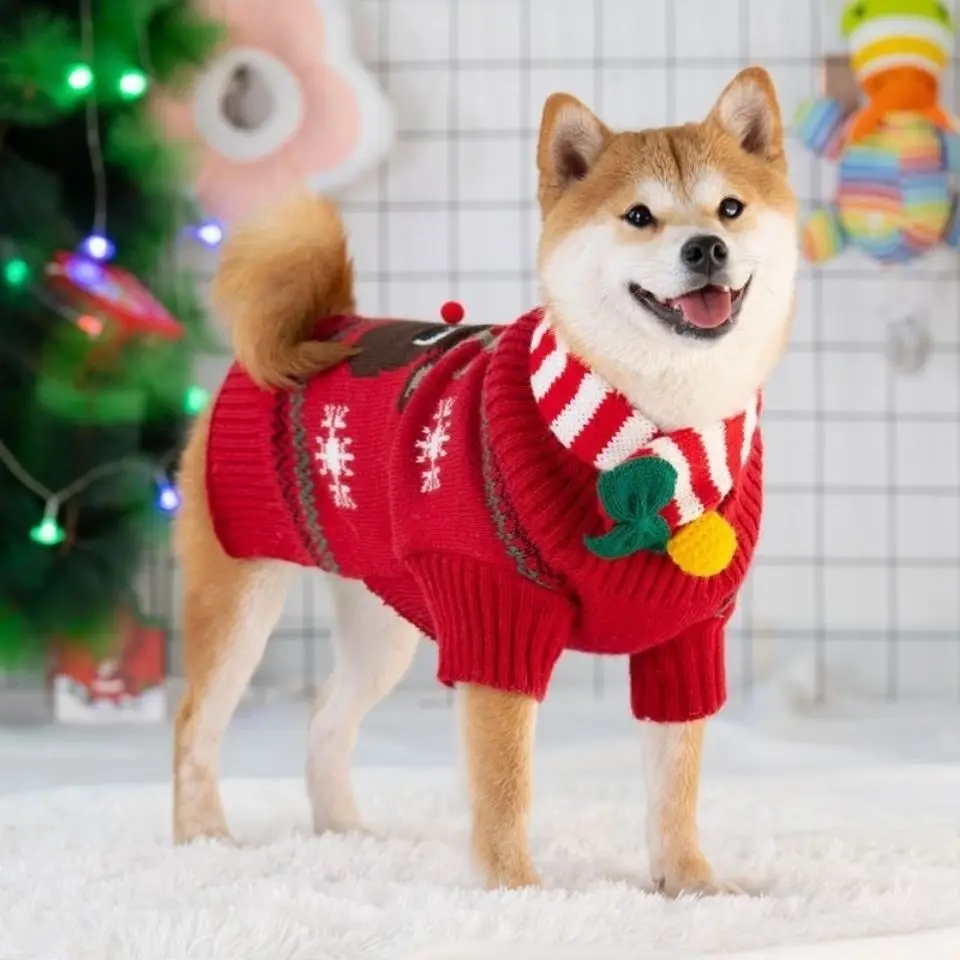 

Christmas Dog clothes Autumn winter sweaters Shibuya Teddy Fadou Winter clothes Small medium-sized dogs Puppies Pets Leisure