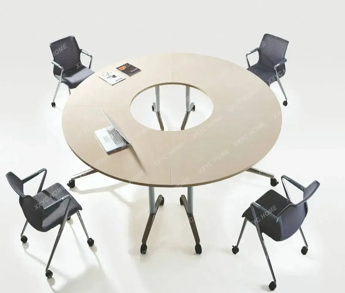Y Folding Flip Top Training Table With Modesty Panel And T Foot Mobile Table Base