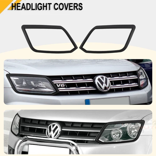 Imagen 2 del producto Cubierta de luz trasera de faro para Volkswagen AMAROK V6 2009-2022, accesorios exteriores de coche, capós de lámpara delantera trasera ABS negro mate