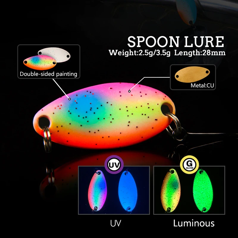 �y�Z�[�����zSpoon Bait Fishing Lures 2.5g 3.5g UV Luminous High Quality Spoonbait Micro Jig Freshwater Stream  Artificial Bait Pesca Tackle
