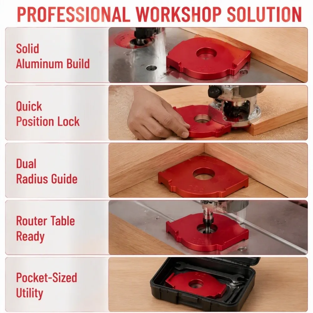 Aluminum Alloy Rounded Corner Template Handheld Design R35 R40 Radius Woodworking Router Template Trimming Template