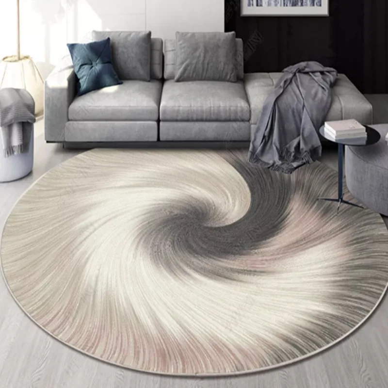 Round Carpet for Study Room – Cartoon Design Chair Mat for Reading Area, Swivel Chair Protector, Soft Bedside Blanket Rug
