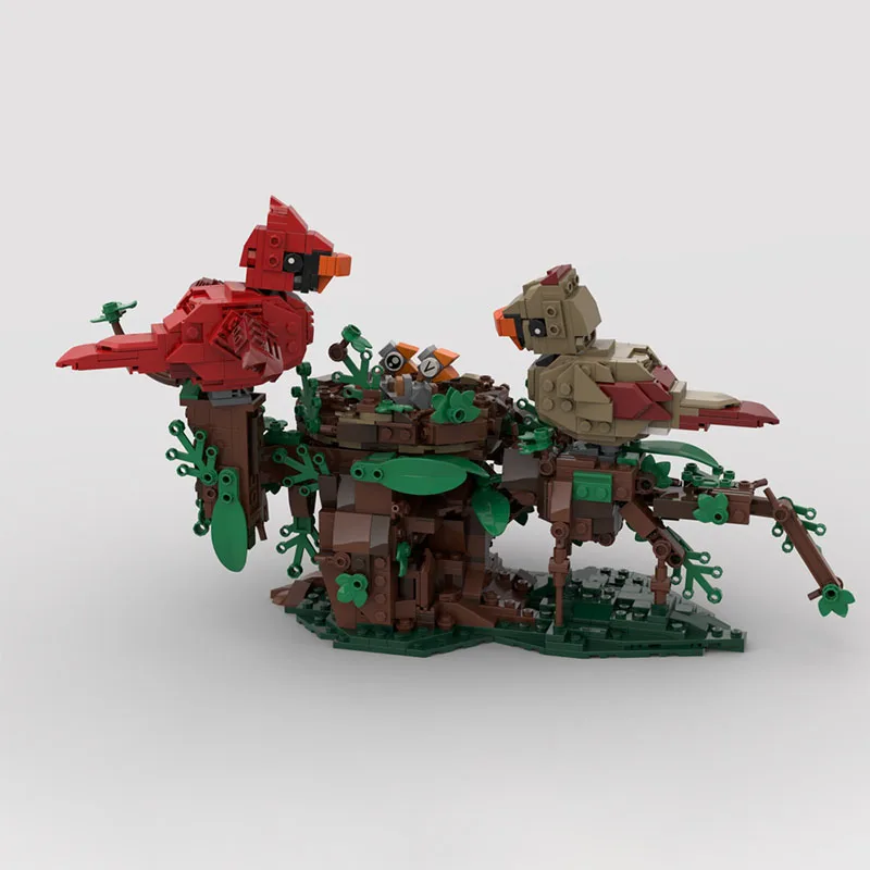 

991PCS Northern Cardinals with Nest Moc diy Education Model Building Blocks Birthday Toys Gift Bird Model Detailed Design