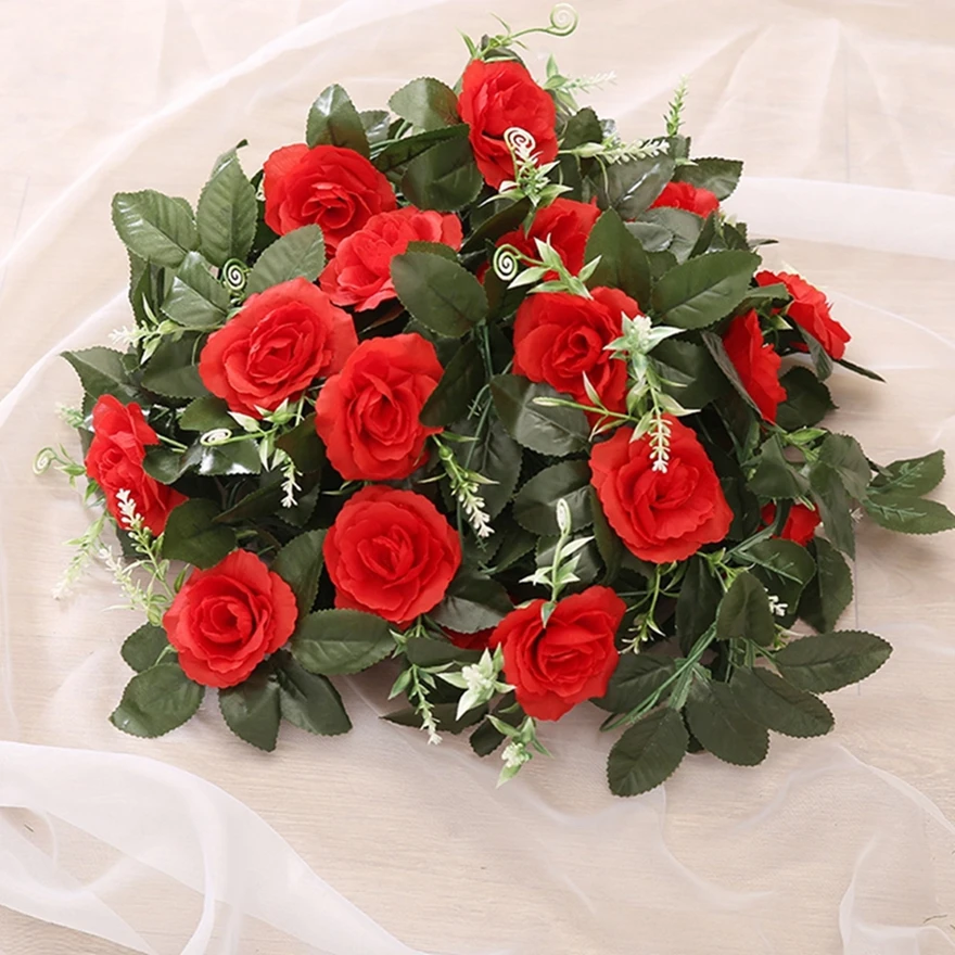 

Silk Roses Artificial Flowers Vine Hanging Flowers Wall Decor Christmas Rattan Garlands Outdoor Wedding Home Tables Centrepieces