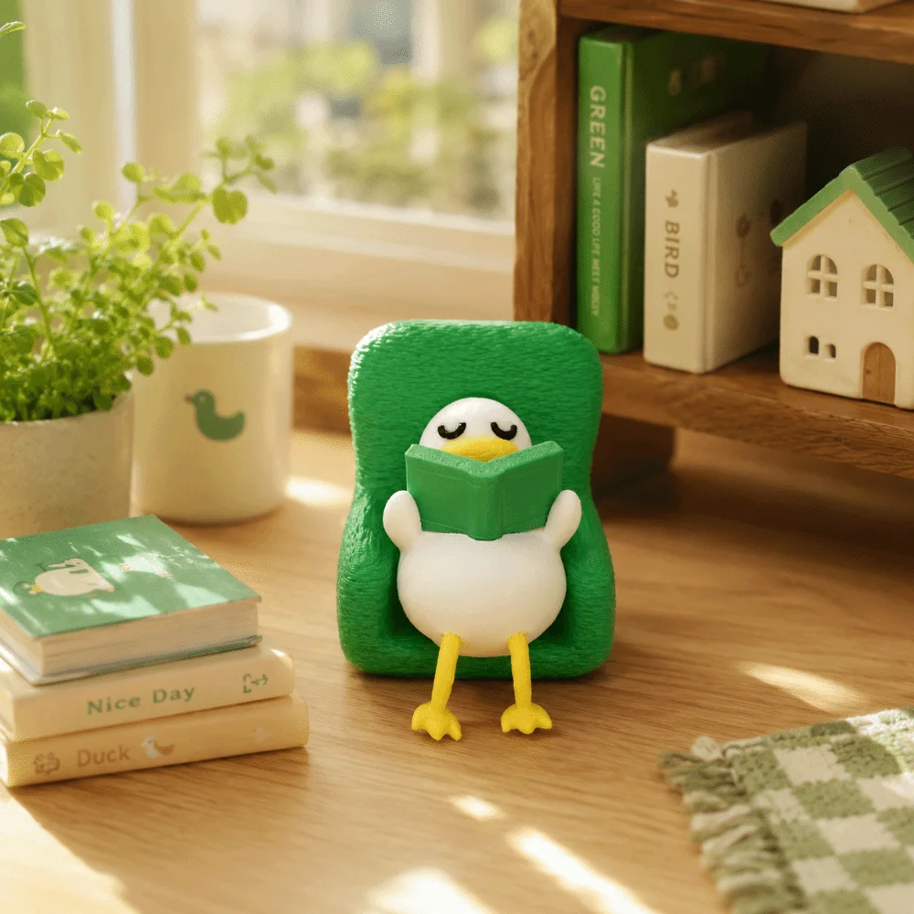 Cute Gifts Creative Lazy Duck Figurine Decoration Animal Shape Laying Duck Statue 3D Printed Desktop Ornaments Holiday Gift