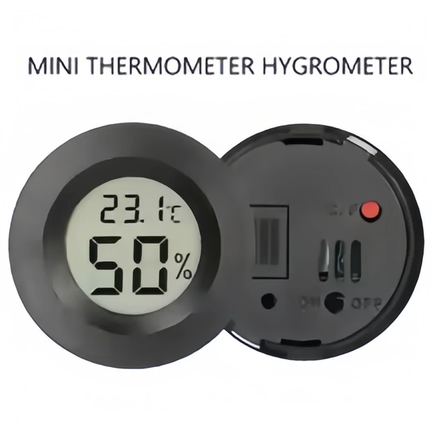 Digital Thermometer Hygrometer - Round LCD Display for Reptile Terrariums, Outdoor Camping Gear & Indoor Climate Monitoring