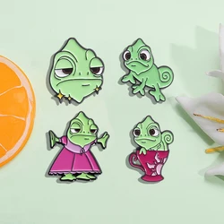 Cartoon Green Lizard Chameleon Enamel Pins Cute Jungle Animal Brooches Lapel Badge on Backpack Fashion Jewelry Gifts For Friends