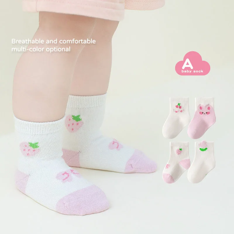 

MILANCEL New Spring Kids socks Baby sweet strawberry bunny sock Girls 0-8Y 5 Pairs a Lot