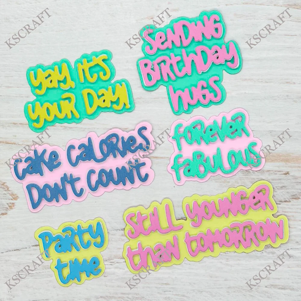KSCRAFT Birthday Sentiments Cutting Dies Stencils for DIY Scrapbooking Decorative Embossing DIY Paper Cards