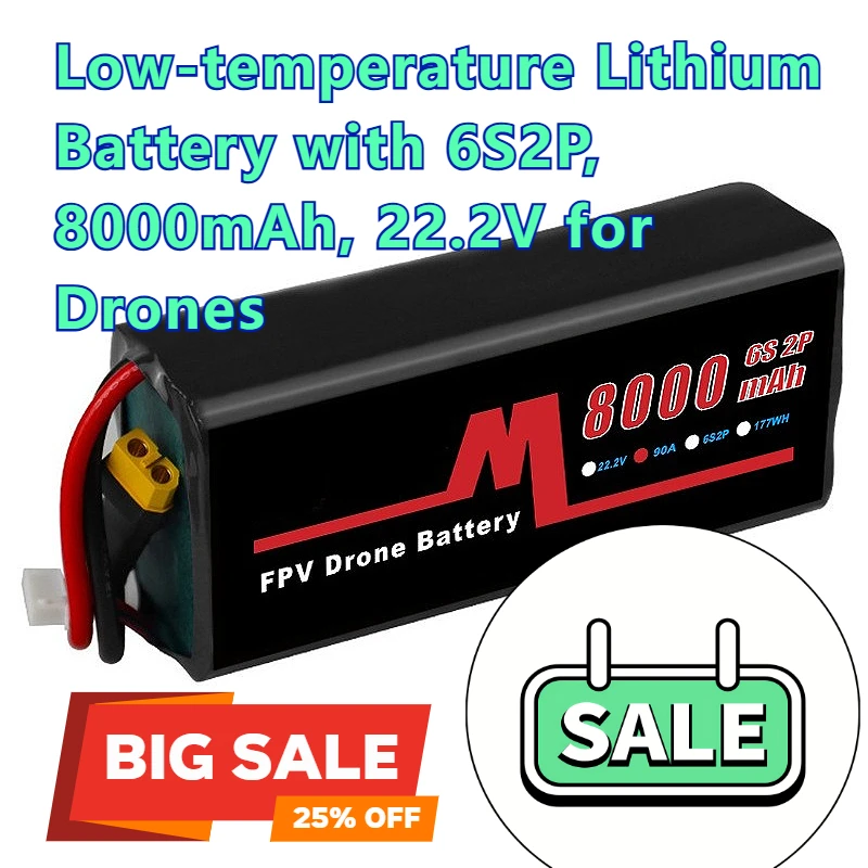 

8000mAh 22.2V Rechargeable Batteries for Drone 6S2P Low-temperature -40°C Battery