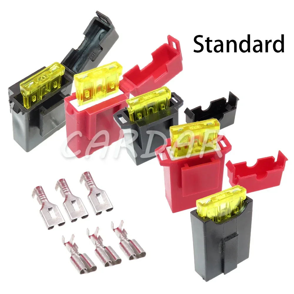 1 Set Standard Ceramics Car Insurance Socket Blade Type Medium Fuse Holder with Crimp Terminals Middle Fuse Box