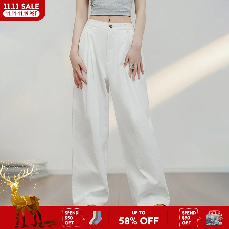 Белые хлопковые повседневные брюки Maden для женщин