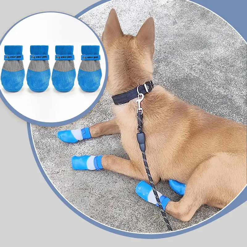 

2 Pairs Anti-Slip Waterproof Dog Socks Shoes Outdoor Puppy Pet Paw Protector Cats Dogs Rubber Socks Dogs Knitting Warm Socks