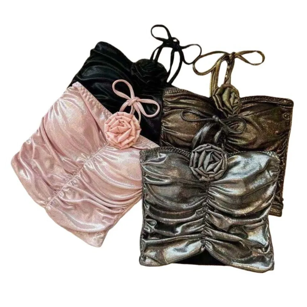 3Dローズフラワーデコレーションローズフラワーキャミソールスパイスガールズスリムフィット社交界スタイルコルセットノースリーブ万能サスペンダーベスト