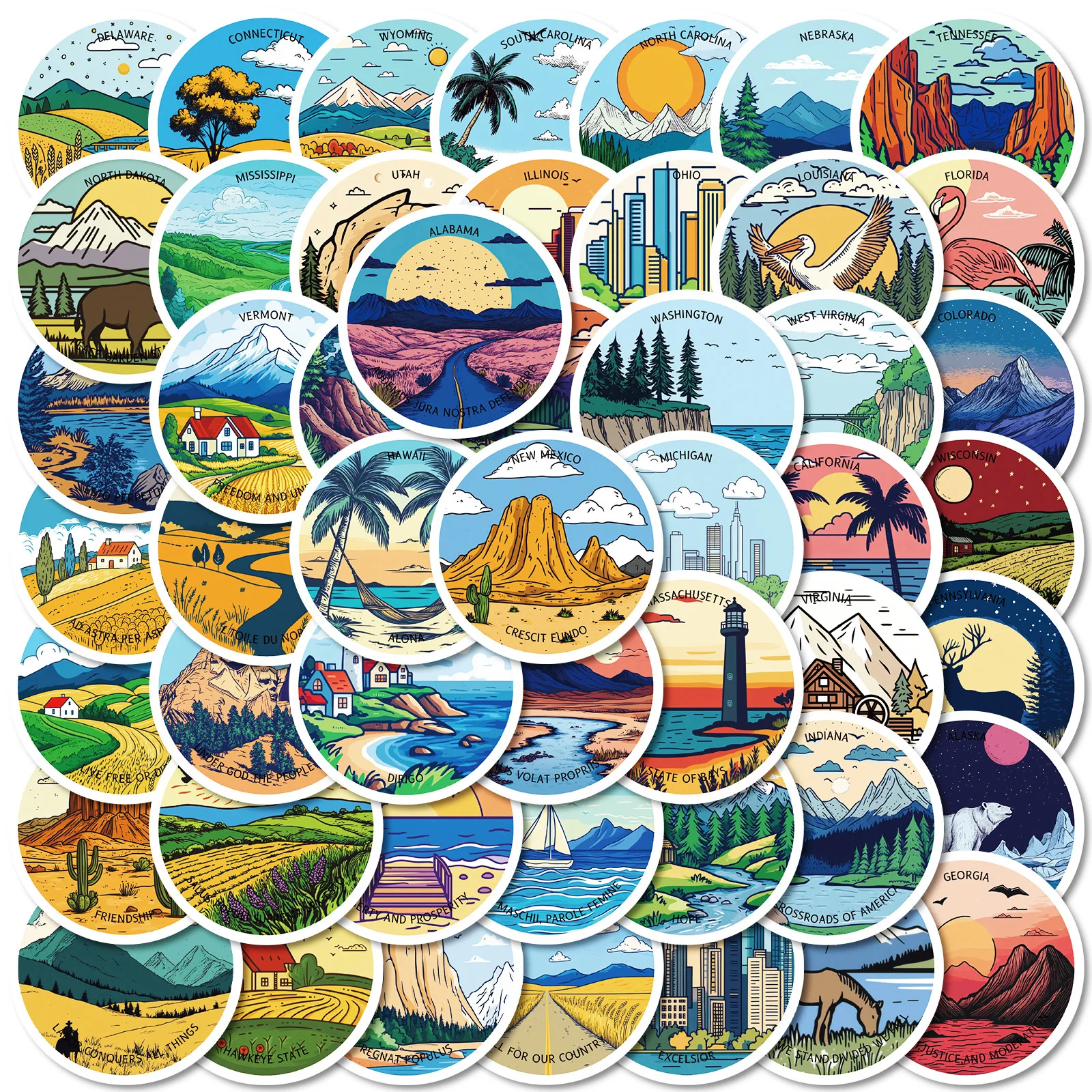 

10/30/50PCS Outdoor Landscape Graffiti Stickers Cartoon Tourist Attractions Creative Decorative Decorative Kids Toy Gifts