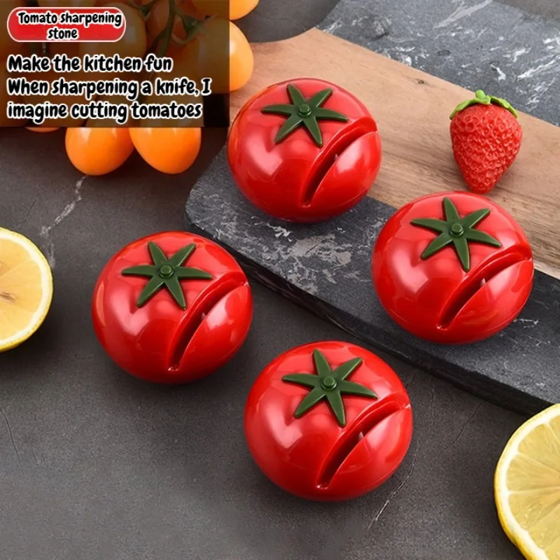 

2 шт. креативных милых мини-точилок для ножей в форме томата, ручные и портативные, для кухни, быстрая и эффективная заточка ножей, точильный камень
