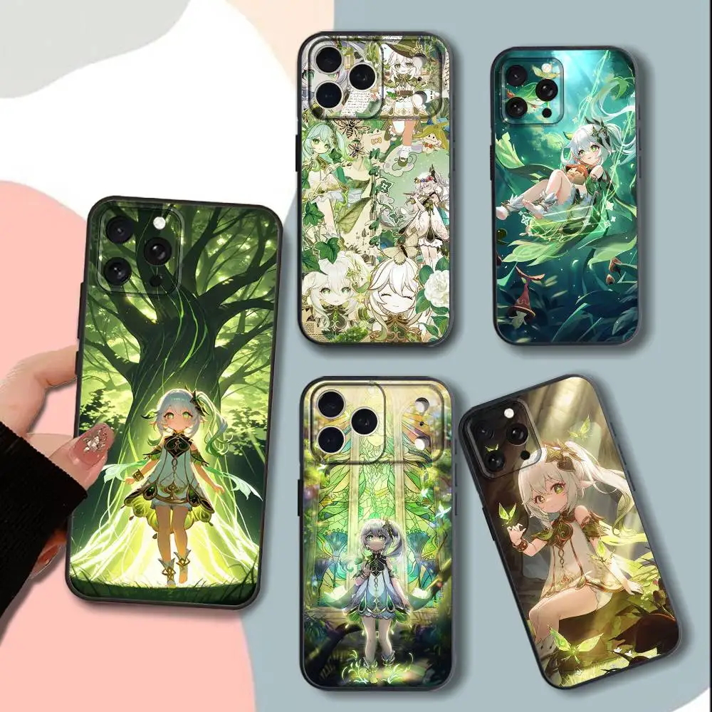 

I-Impact Genshin Nahida-E Phone Case For iPhone 15,13,16,12,11,17,14,Plus,Pro,Max,XS,XR,X,SE,Mini,Soft Silicone Black Cover