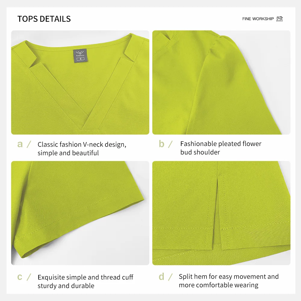 زي عمل لصالونات التجميل للنساء بأكمام قصيرة ملابس عمال سبا للحيوانات الأليفة ممرضة جراحة بدلة الرعاية الصحية الطبيب زي فرك الملابس