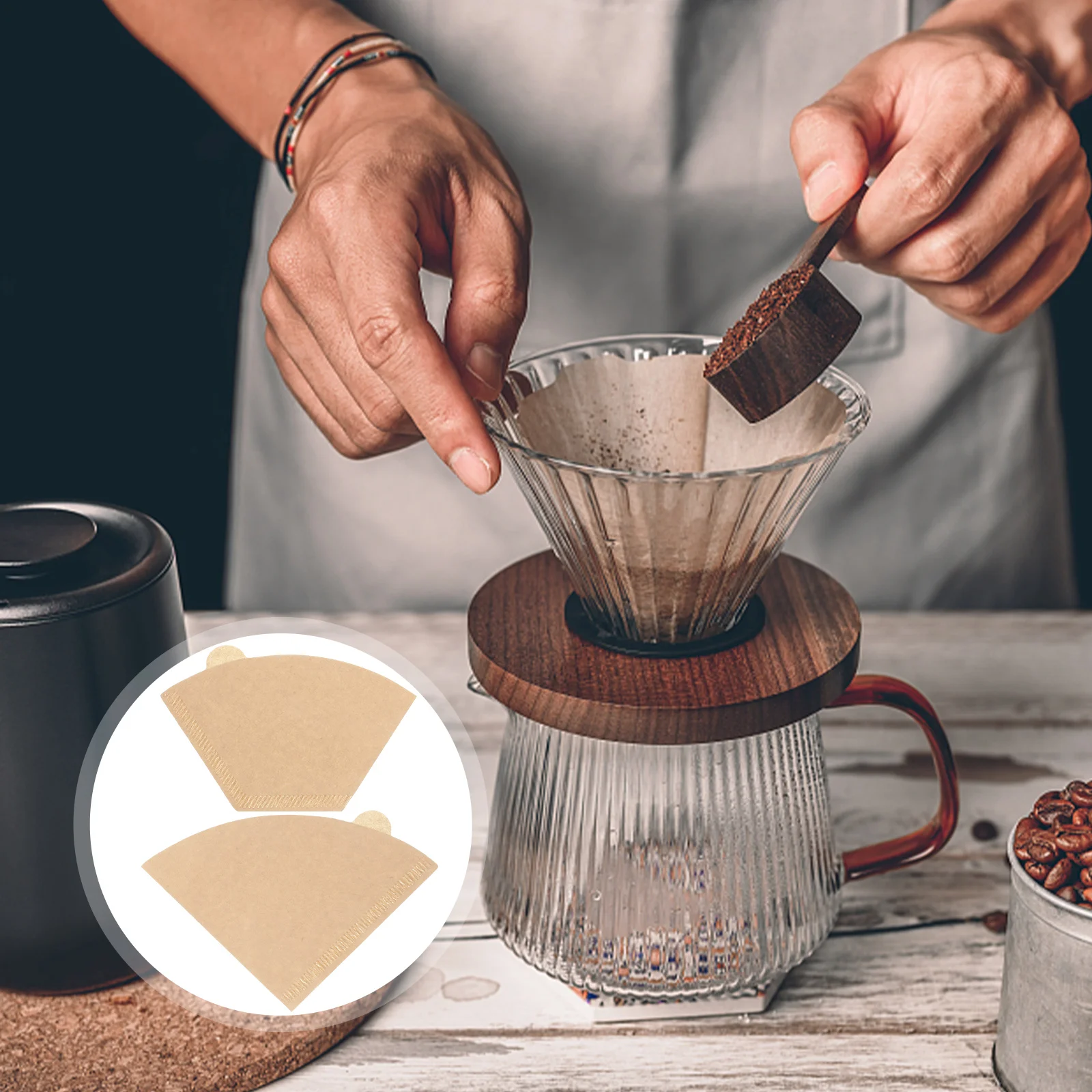 

200pcs Coffee Filter Paper Hand Drip Cone Filters Disposable Dripper Eco Friendly Biodegradable Kitchen Bar Supplies