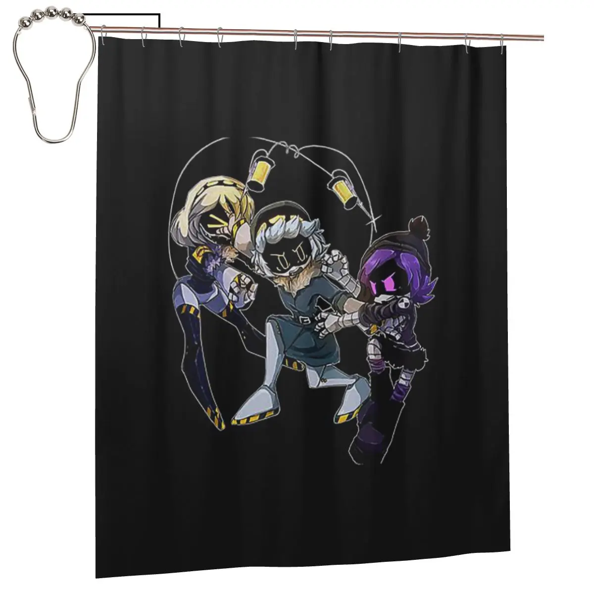 

Водонепроницаемая шторка для душа из полиэстера с крючками, дизайн «Убийственные дроны N и Uzi Doorman»