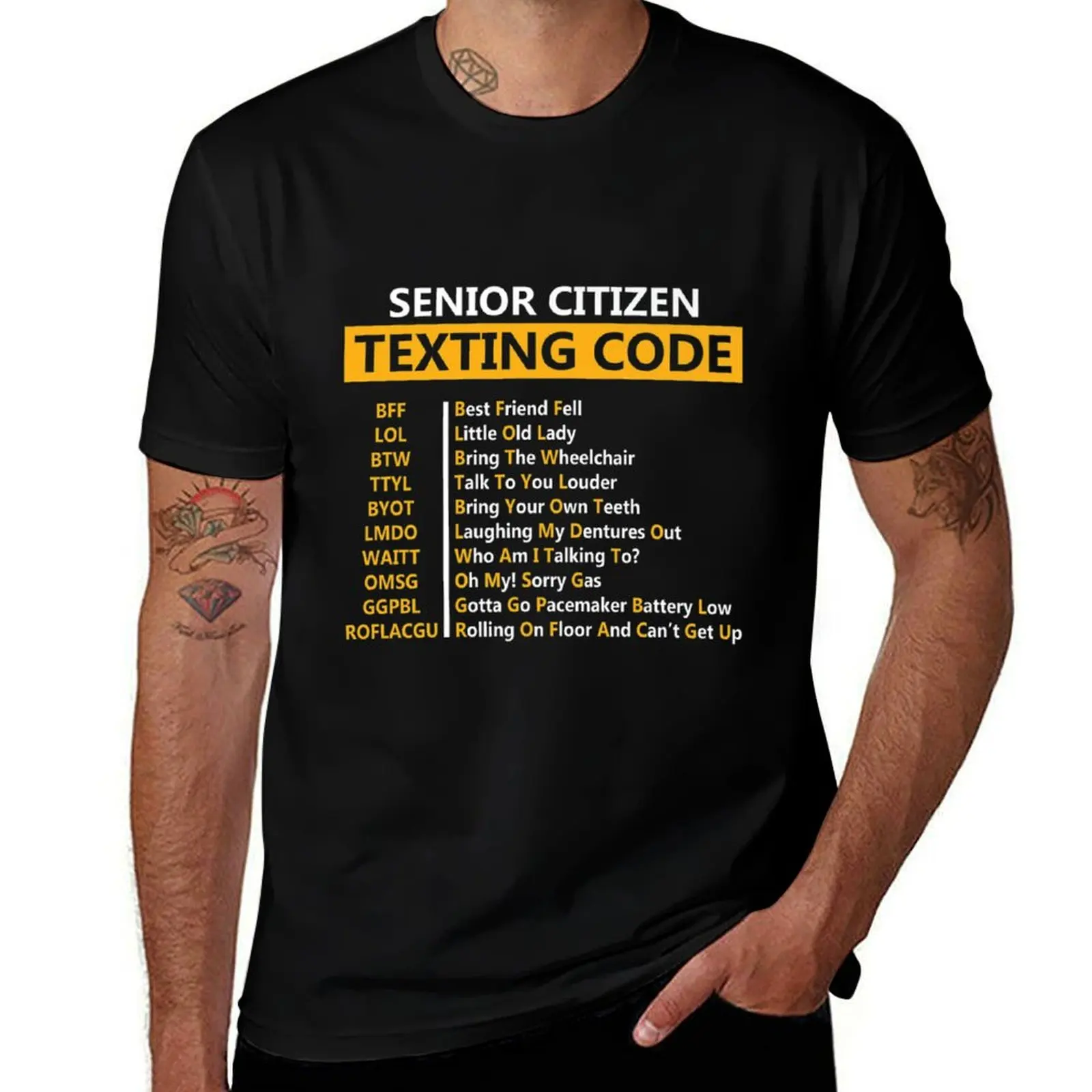 Funny Senior Citizen's Texting Code Design Gift for Grandpa T-Shirt Plus Size Simple Casual Top T-Shirt
