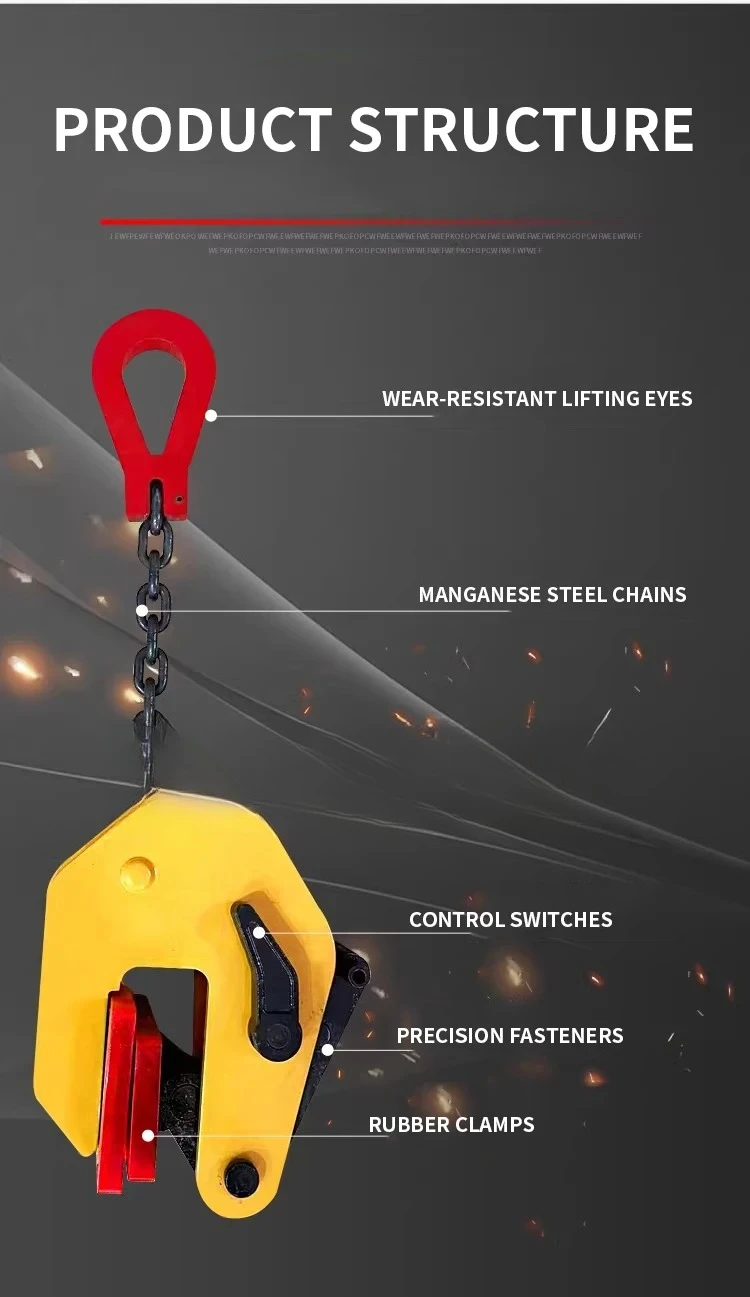 0.5T 1T 2T Vertical Lifting Clamps Vertical Trackless Lifting Clamps Seamless Vertical Clamps Steel Plate Hook Clamp Lifting