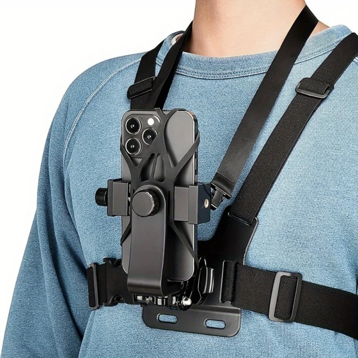 7-in-1 Adjustable ABS Chest Strap with Anti-Shake Design, Universal for Phone & Camera Mounts