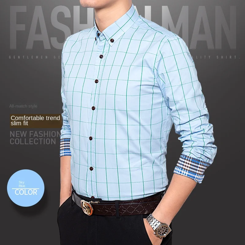2024 Increase the 46-yard Spring and Autumn New Cotton Printed Shirt Men's Long Sleeve Fashion Outdoor Youth Korean Shirt