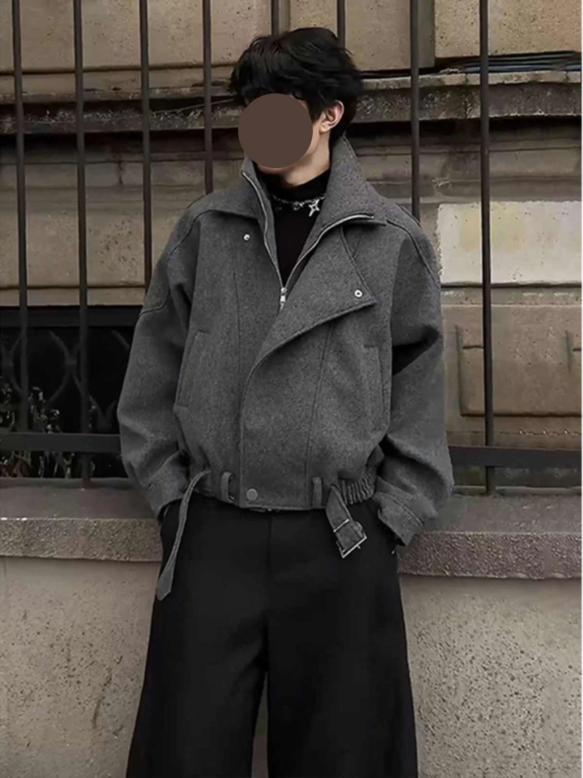 

Мужское шерстяное пальто с глубокими глазами, осенне-зимнее модное повседневное пальто Sli Deconstructed, корейское свободное пальто на молнии...